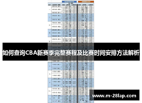如何查询CBA新赛季完整赛程及比赛时间安排方法解析